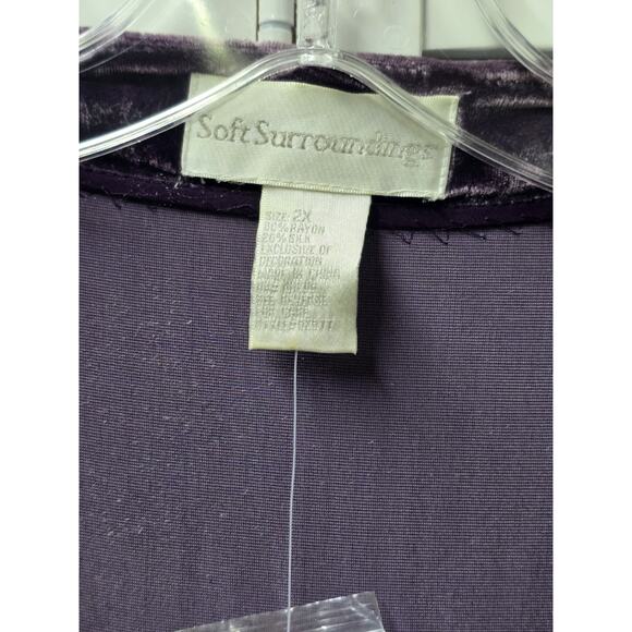 Soft Surroundings Purple Velvet Beaded Wrap Long Sleeve Vamp Tunic Holiday 2X - Picture 4 of 5